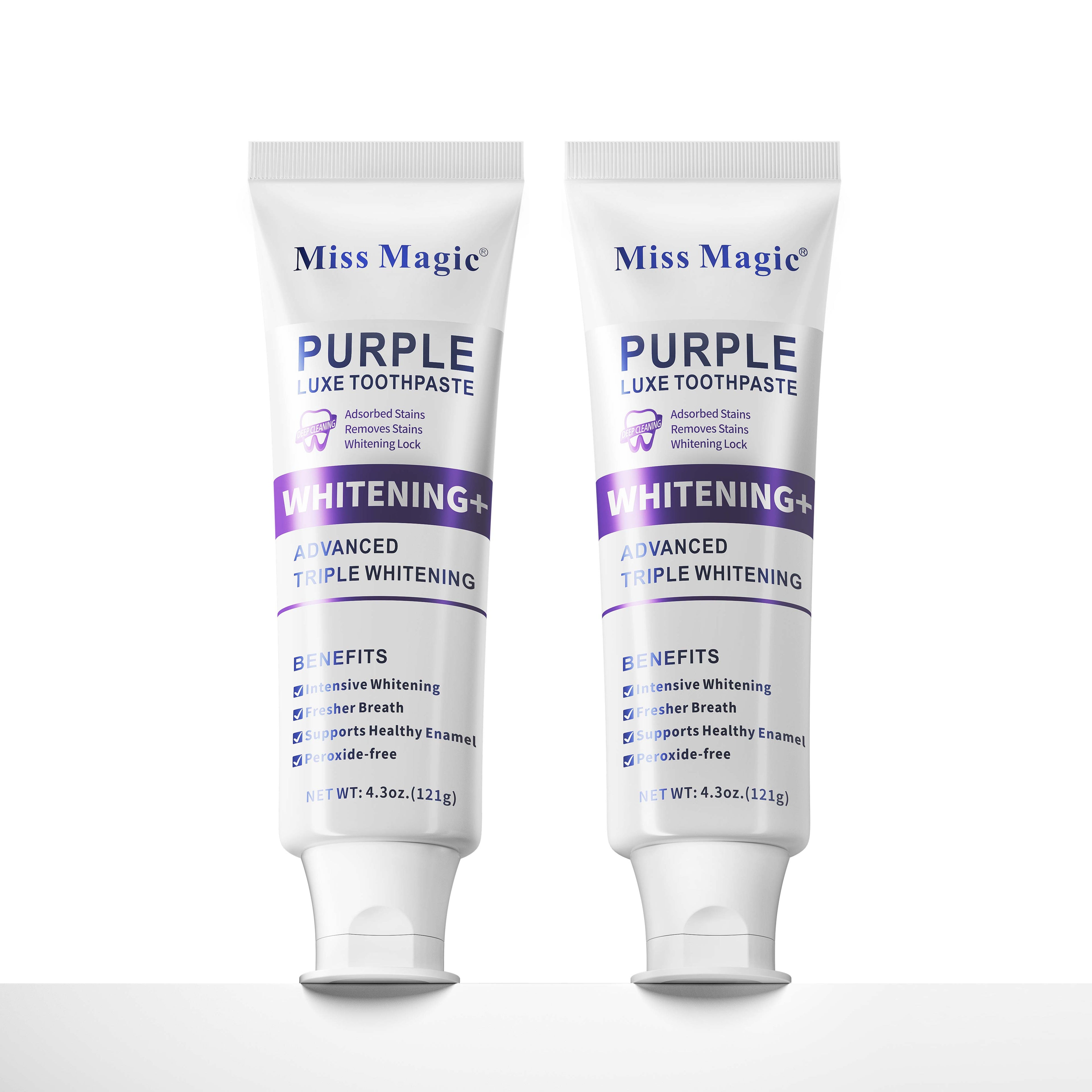 【Buy 1, Get 1 Free】Miss Magic Purple Toothpaste– Advanced Color-Correcting Whitening, Stain Removal, Long-Lasting Fresh Breath, Brightens Yellow Teeth, Supports Oral Health